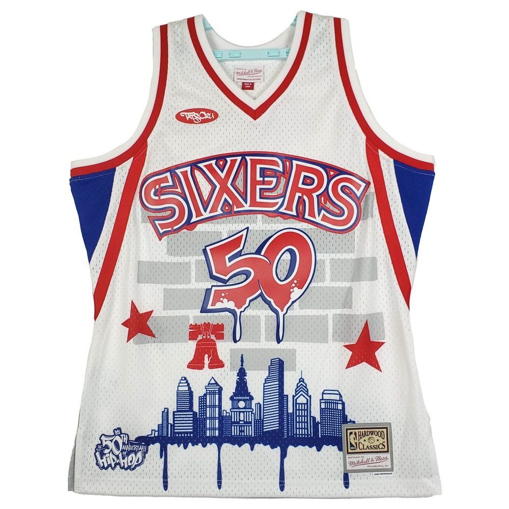 Philadelphia 76ers Tats Cru Mitchell & Ness NBA L Large Jersey 50th Hip Hop New